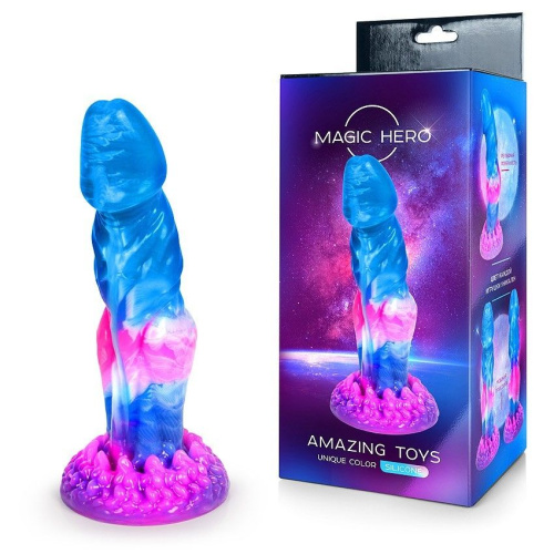 Разноцветный фантазийный фаллоимитатор - 22 см. фото 2