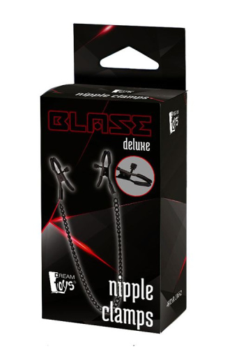 Черные зажимы на соски на цепочке Deluxe Nipple Clamps фото 2