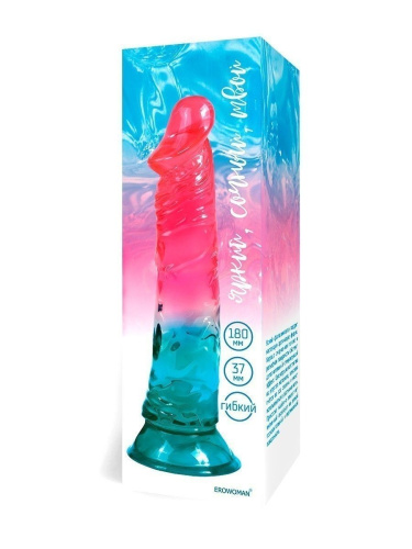 Яркий двухцветный фаллоимитатор с присоской фото 3