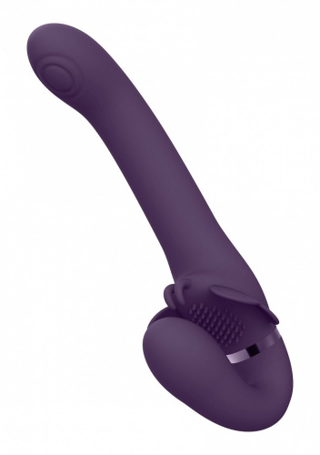 Фиолетовый женский безремневой вибрострапон Satu - 23 см. фото 4