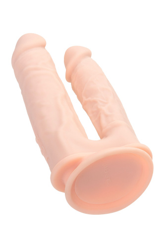 Телесный анально-вагинальный вибратор RealStick Silicone Jason M - 18 см. фото 4