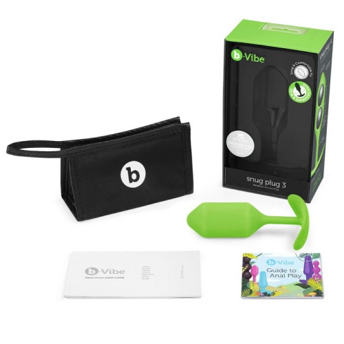Лаймовая пробка для ношения B-vibe Snug Plug 3 - 12,7 см. фото 6