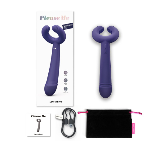 Темно-синий вибратор для пар Please Me Multi Vibrator фото 5