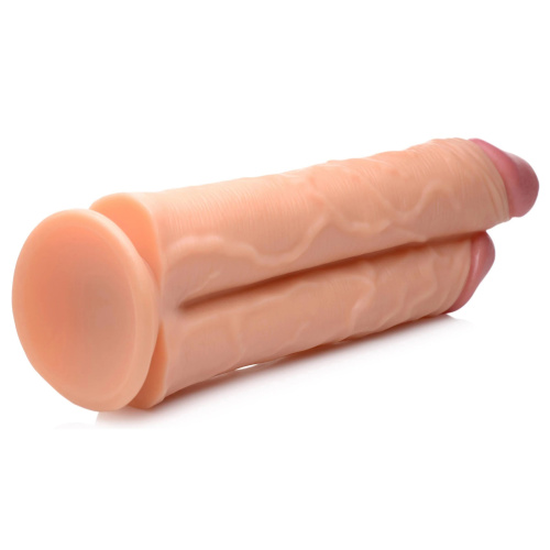 Телесный сдвоенный фаллоимитатор Double Stuffer 10  Double Pecker Dildo - 27 см. фото 4