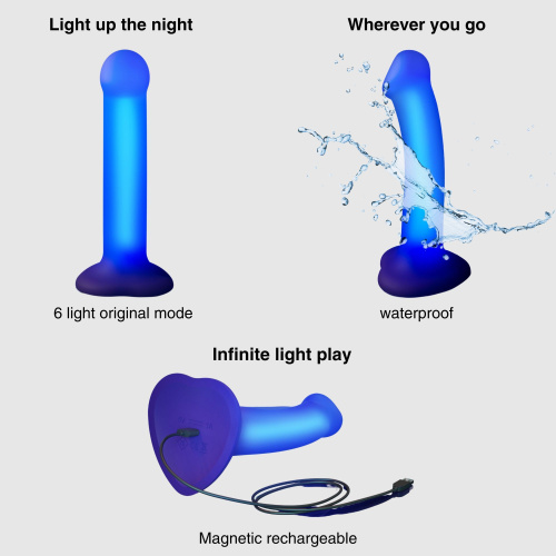 Светящийся фаллоимитатор Strap-on-me Glow-Led Dildo - size M фото 5