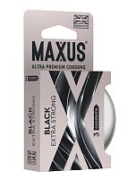 Черные утолщенные презервативы MAXUS Extra Strong с железным кейсом - 3 шт.