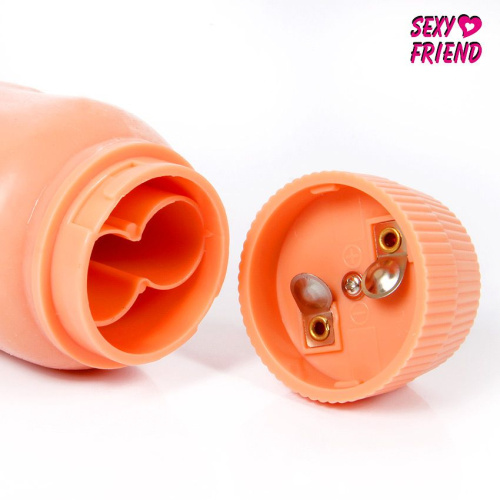 Телесный гладкий вибратор-реалистик с венками - 25 см. фото 4