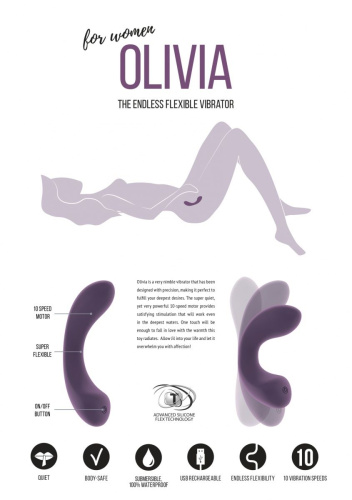 Фиолетовый гнущийся вибратор Olivia - 15,6 см. фото 3 Фиолетовый гнущийся вибратор Olivia - 15,6 см. фото 3