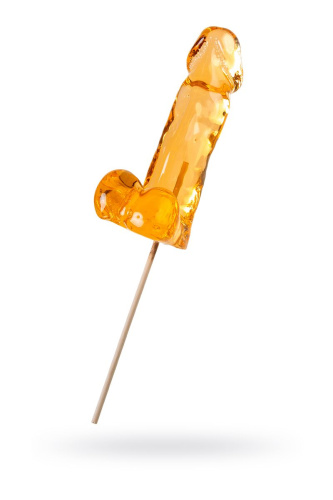 Оранжевый леденец в форме пениса со вкусом аморетто фото 3
