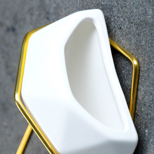 Белое настенное кашпо с золотистой подставкой (100 мл.) фото 3