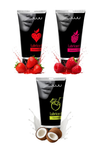 Набор из 3 съедобных лубрикантов JUJU (клубника, малина, кокос)