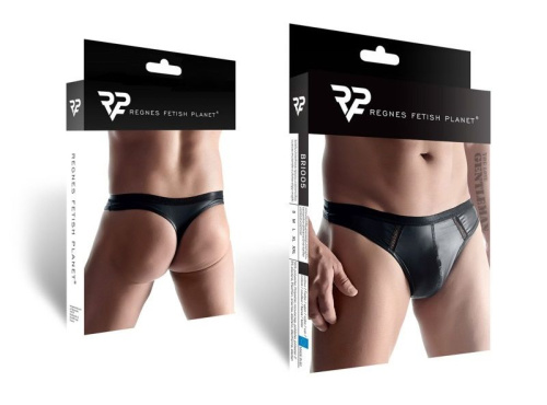 Трусы-стринги wetlook с сетчатыми вставками фото 3