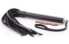 Черная кожаная плеть  Индиго  - 50 см.