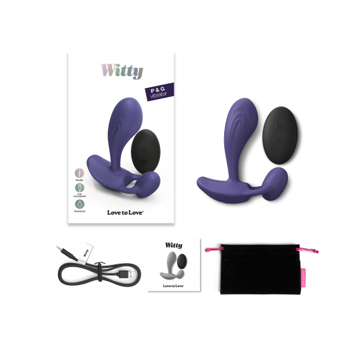 Темно-синий вибромассажер Witty P&G Vibrator with Remote Control фото 6