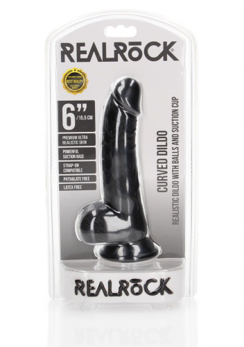Черный фаллоимитатор Curved Realistic Dildo Balls Suction Cup 6 - 15,5 см. фото 2