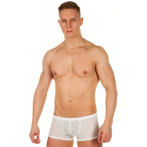 Мужские трусы-хипсы из ткани с текстурой змеиной чешуи Snake White Boxer фото 4