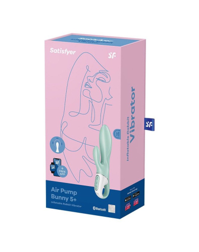 Зеленый вибратор-кролик Satisfyer Air Pump Bunny 5+ с функцией расширения - 20,4 см. фото 6