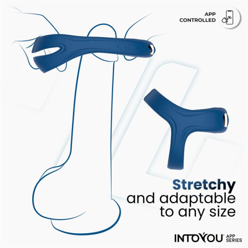 Синее интерактивное эрекционное виброкольцо Rank фото 4