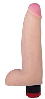 Телесный вибратор-реалистик с мошонкой - 23,7 см.