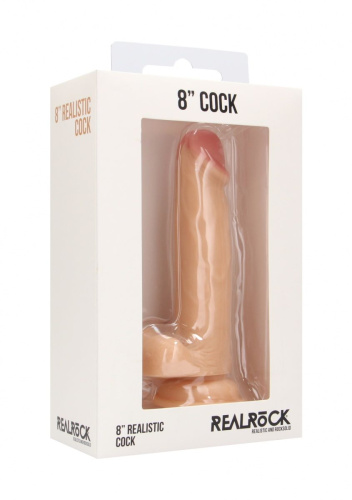 Телесный фаллоимитатор Realistic Cock 8  With Scrotum - 20 см. фото 2