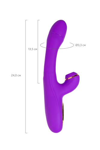 Фиолетовый вибратор с вакуумной стимуляцией и язычком Pitti - 24 см. фото 6