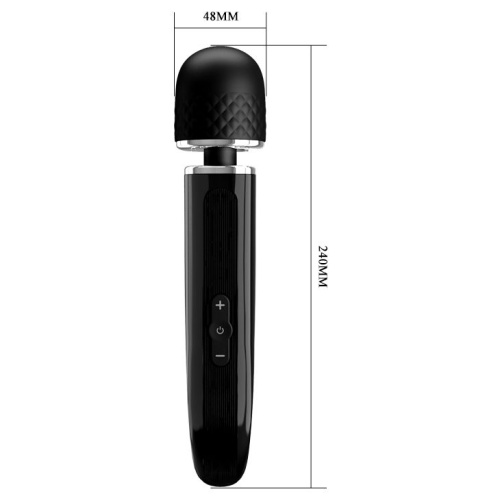 Черный мощный жезловый вибратор с изогнутой ручкой Charming Massager - 24 см. фото 8