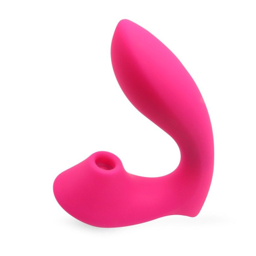 Розовый  L-образный вибромассажёр с вакуумной стимуляцией 3,5’’ Silicone Billow Suction Lover фото 3