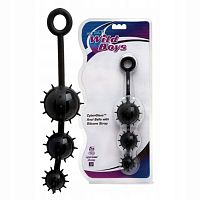 Чёрные стеклянные анальные шарики в силиконовом коконе