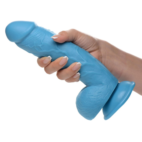 Голубой фаллоимитатор на присоске 8.25  Dildo with Balls - 22,8 см. фото 2