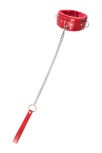 Красный ошейник с подкладкой из меха фото 7