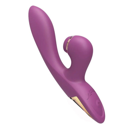 Сливовый вибратор-кролик с вакуумной стимуляцией 5’’ Silicone Suction Kiss - 20,3 см. фото 4
