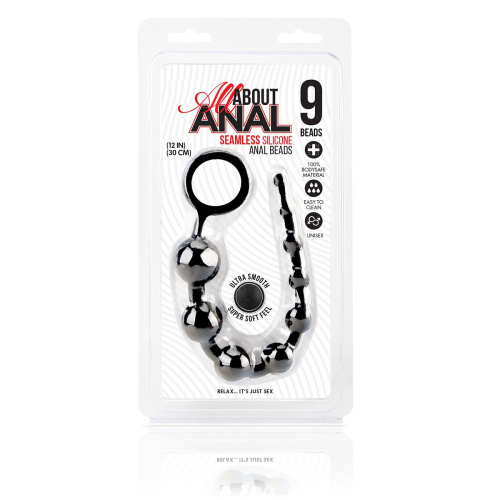 Черные силиконовые анальные бусы Silicone Anal Beads - 30 см. фото 3