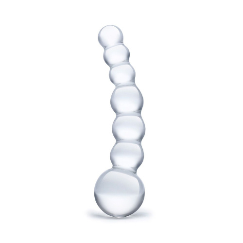 Изогнутый прозрачный стимулятор Beaded Dildo - 13 см.