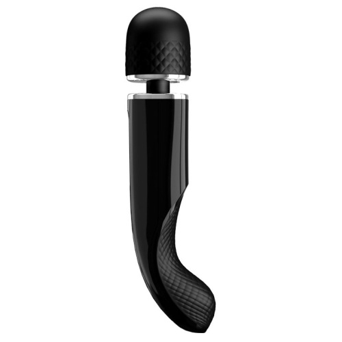 Черный мощный жезловый вибратор с изогнутой ручкой Charming Massager - 24 см. фото 4