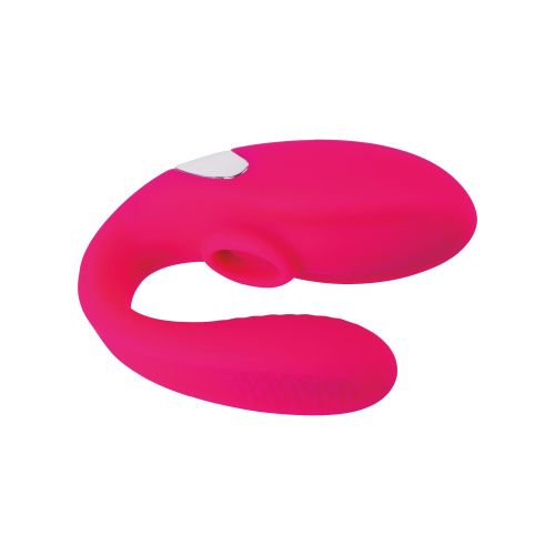 Розовый вибратор для пар с функцией вакуумной стимуляции фото 2