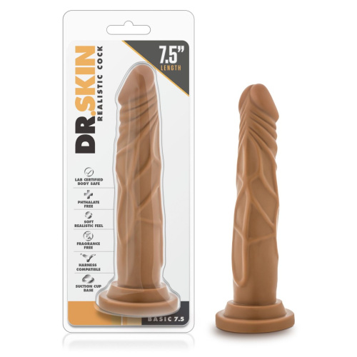 Кофейный фаллоимитатор без мошонки Dr. Skin Realistic Cock Basic 7.5 - 19 см. фото 3