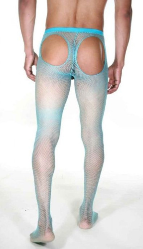 Мужские колготы в мелкую сетку с интимными вырезами фото 2