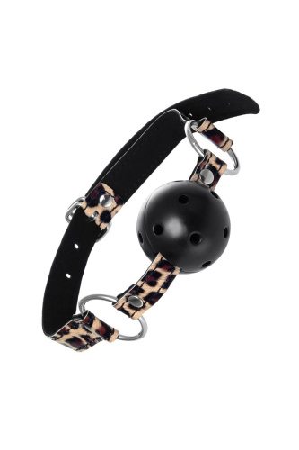 Черный кляп-шар на леопардовых ремешках Anonymo фото 5