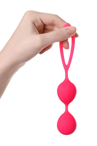 Ярко-розовые вагинальные шарики с петелькой фото 3