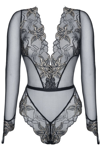 Боди Axelle с рукавами и вставками из цветочного кружева фото 4