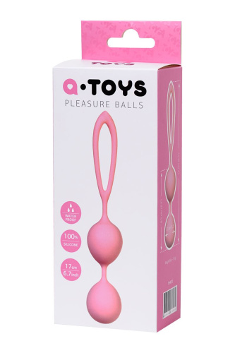 Розовые силиконовые вагинальные шарики с ограничителем-петелькой фото 4