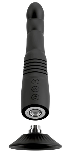 Черный вибратор с поступательными движениями G and P-Spot Thrusting Vibrator - 23 см. фото 4