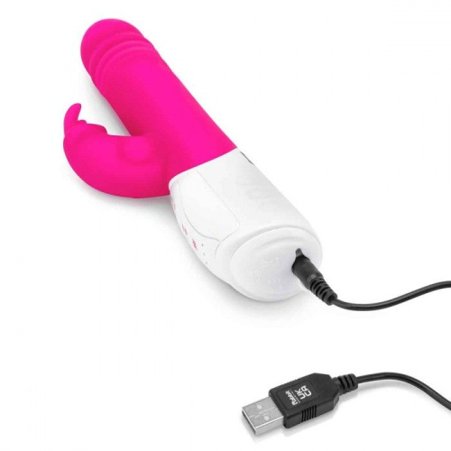 Розовый пульсирующий вибромассажер G-Spot Thrusting Rabbit - 24 см. фото 6