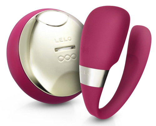 Ярко-розовый вибромассажер для пар Tiani 3 Cerise с ДУ Ярко-розовый вибромассажер для пар Tiani 3 Cerise с ДУ