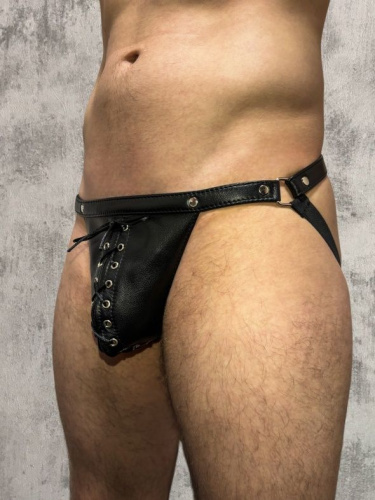 Кожаные мужские трусы-джоки со шнуровкой фото 2 Кожаные мужские трусы-джоки со шнуровкой фото 2