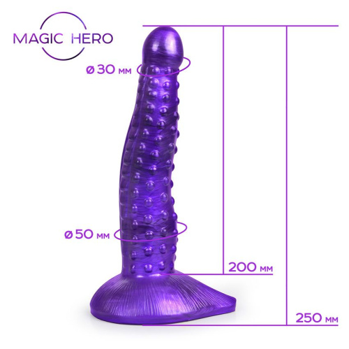 Фиолетовый фантазийный фаллоимитатор с пупырышками - 25 см. фото 5