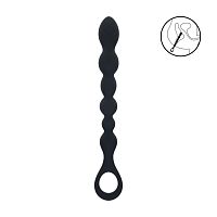 Черная силиконовая цепочка Beaded Snake Silicone Anal Probe with Loop - 26 см.