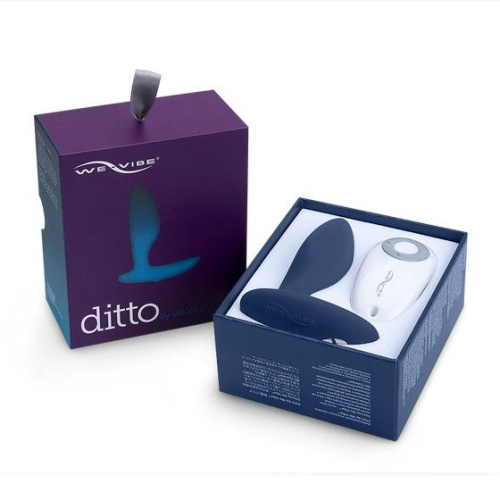 Синяя анальная пробка для ношения Ditto с вибрацией и пультом ДУ - 8,8 см. фото 10