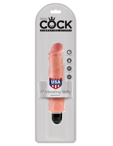 Телесный вибратор-реалистик 7  Vibrating Stiffy - 21,6 см. фото 3