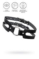 Черный кожаный чокер-ошейник из двух ремешков